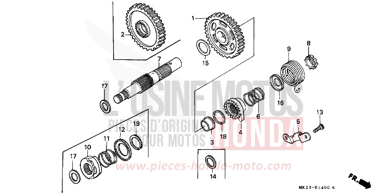 KICK STARTER SPINDLE for XR600R SHASTA WHITE (NH138H) from 1992