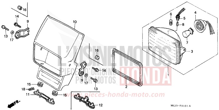 HEADLIGHT for XR600R SHASTA WHITE (NH138H) from 1992