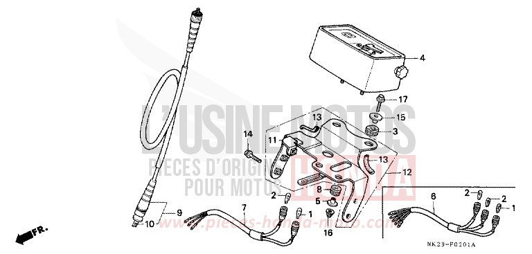 METER for XR600R SHASTA WHITE (NH138H) from 1992
