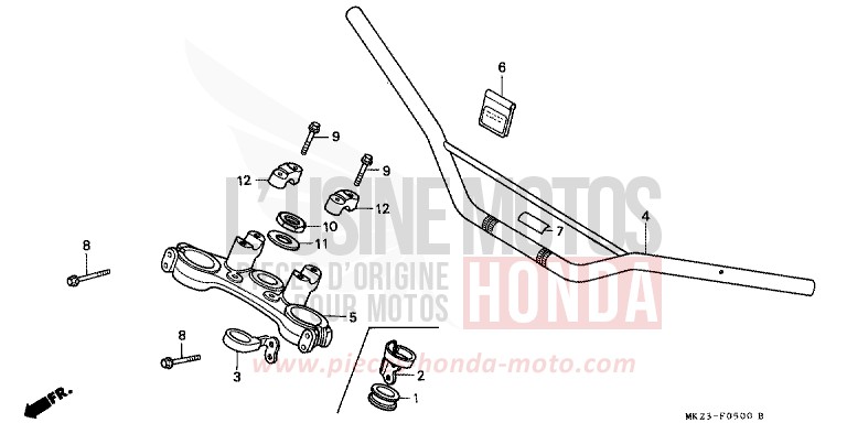 HANDLE PIPE/TOP BRIDGE for XR600R SHASTA WHITE (NH138H) from 1992