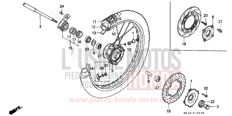 FRONT WHEEL for XR600R SHASTA WHITE (NH138H) from 1992