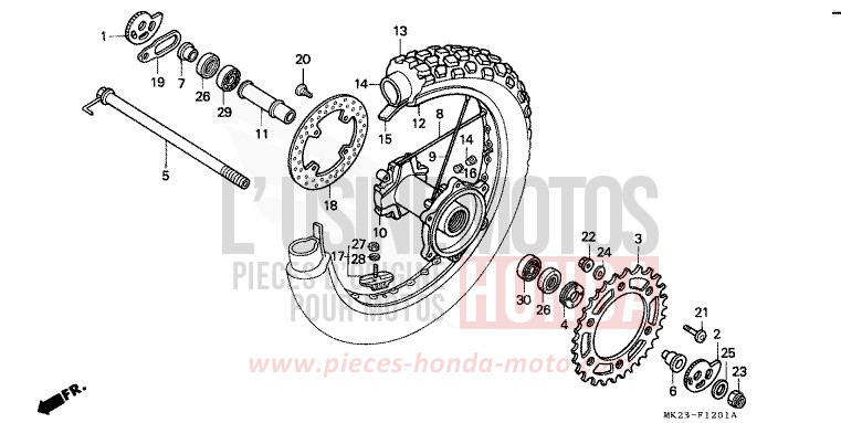 REAR WHEEL for XR600R SHASTA WHITE (NH138H) from 1992