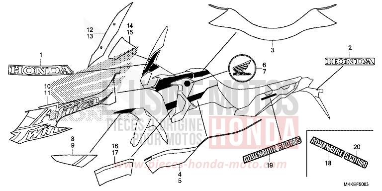 MARK/STRIPE (4) for CRF1000 DEGITAL SILVER METALLIC (NHA30D) from 2019