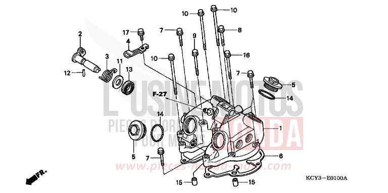 CYLINDER HEAD COVER for XR400R FIGHTING RED (R134) from 2003