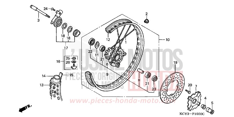 FRONT WHEEL for XR400R FIGHTING RED (R134) from 2003