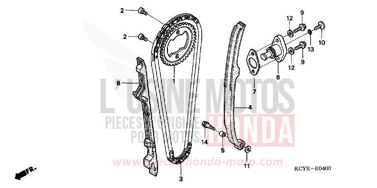 CAM CHAIN/TENSIONER for XR400R FIGHTING RED (R134) from 2004
