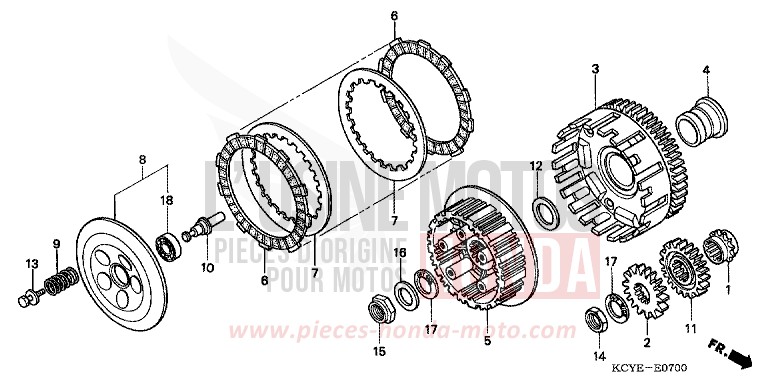 CLUTCH for XR400R FIGHTING RED (R134) from 2004