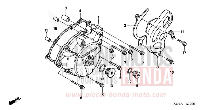 LEFT CRANKCASE COVER for XR400R FIGHTING RED (R134) from 2004