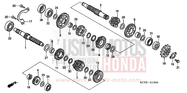 TRANSMISSION for XR400R FIGHTING RED (R134) from 2004