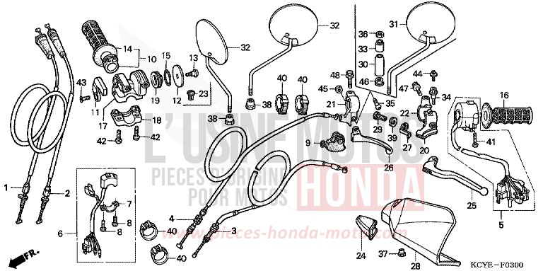HANDLE LEVER/SWITCH/CABLE for XR400R FIGHTING RED (R134) from 2004