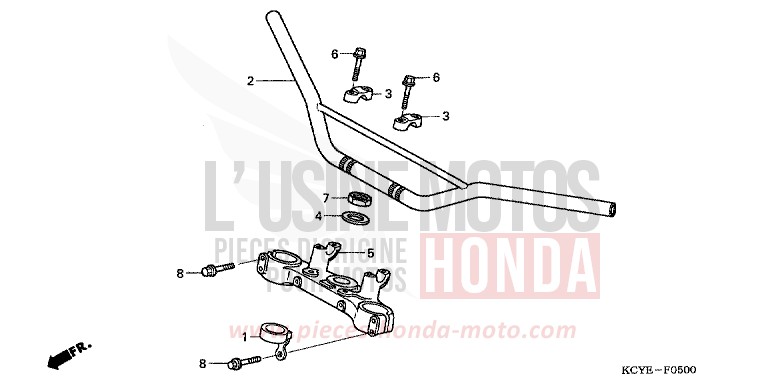 HANDLE PIPE/TOP BRIDGE for XR400R FIGHTING RED (R134) from 2004