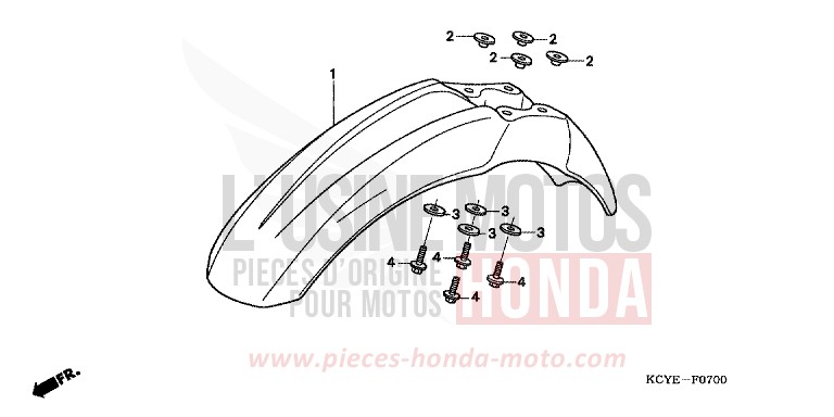 FRONT FENDER for XR400R FIGHTING RED (R134) from 2004