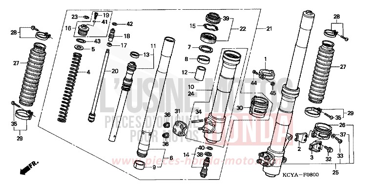 FRONT FORK for XR400R FIGHTING RED (R134) from 2004