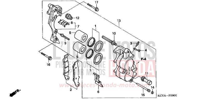 FRONT BRAKE CALIPER for XR400R FIGHTING RED (R134) from 2004