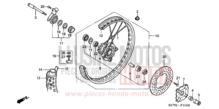 FRONT WHEEL for XR400R FIGHTING RED (R134) from 2004