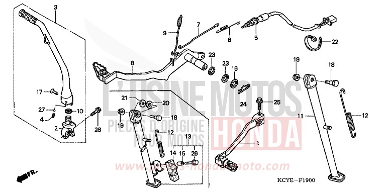 PEDAL/STAND/KICK STARTER ARM for XR400R FIGHTING RED (R134) from 2004