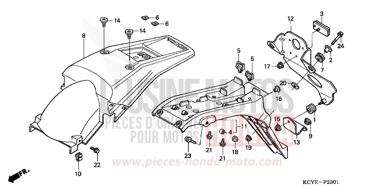 PARAFANGO POSTERIORE (ED) per XR400R FIGHTING RED (R134) del 2004