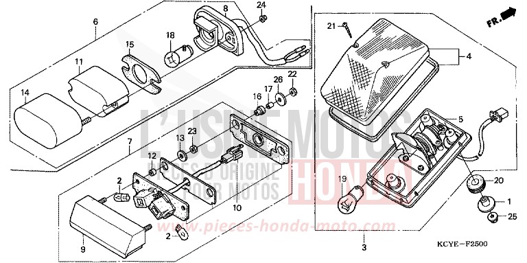 TAILLIGHT for XR400R FIGHTING RED (R134) from 2004