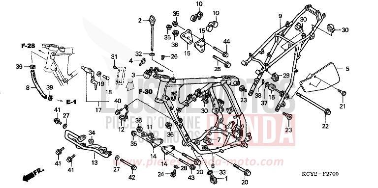 FRAME BODY for XR400R FIGHTING RED (R134) from 2004