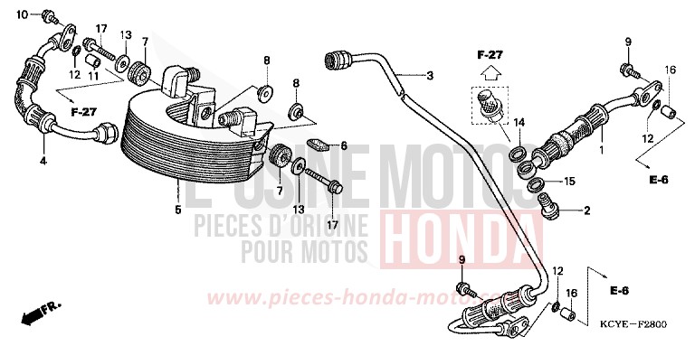 OIL COOLER for XR400R FIGHTING RED (R134) from 2004