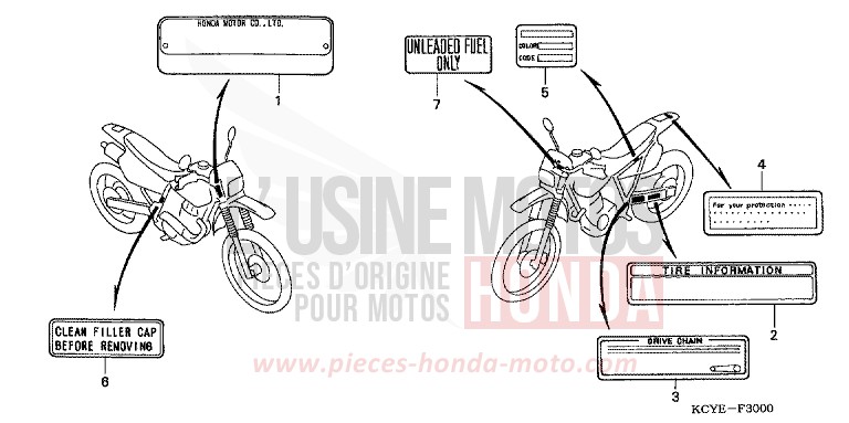 CAUTION LABEL for XR400R FIGHTING RED (R134) from 2004