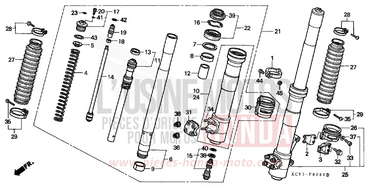 FRONT FORK for XR400R ROSS WHITE (NH196) from 1996