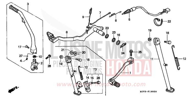 PEDAL/KICK STARTER ARM for XR400R ROSS WHITE (NH196) from 1996