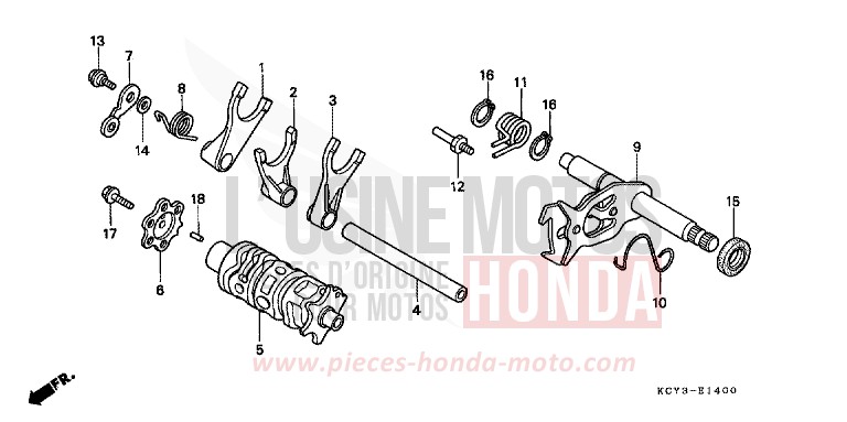 SHIFT DRUM/SHIFT FORK for XR400R ROSS WHITE (NH196) from 1997