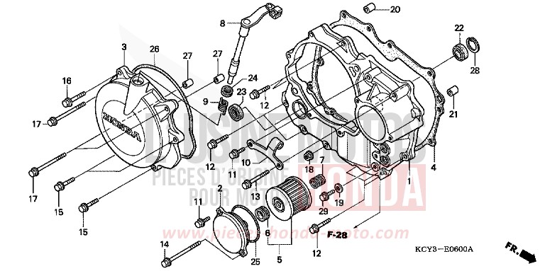 RIGHT CRANKCASE COVER for XR400R FIGHTING RED (R134) from 1998