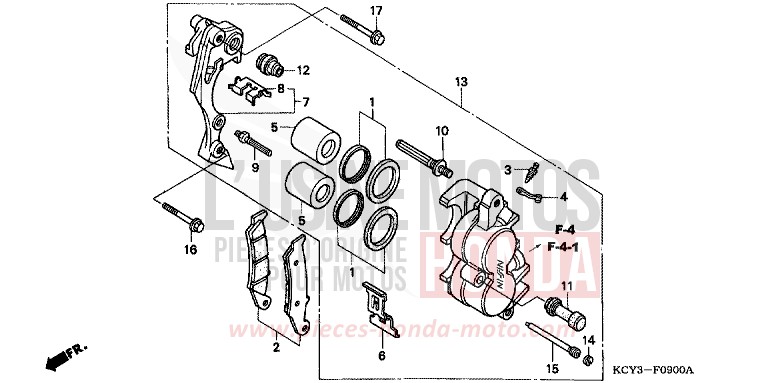 FRONT BRAKE CALIPER for XR400R ROSS WHITE (NH196) from 1998