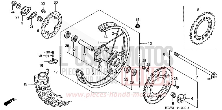 REAR WHEEL for XR400R ROSS WHITE (NH196) from 1998