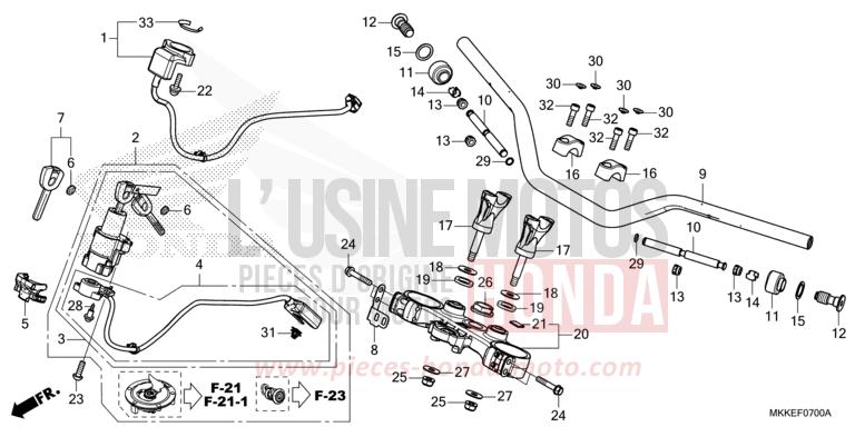 HANDLE PIPE/TOP BRIDGE for CRF1000 PEARL GLARE WHITE (NHB53HB) from 2019