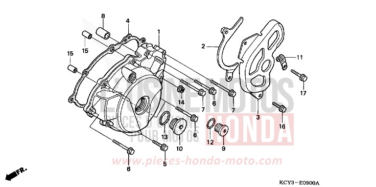 LEFT CRANKCASE COVER for XR400R ROSS WHITE (NH196) from 1999