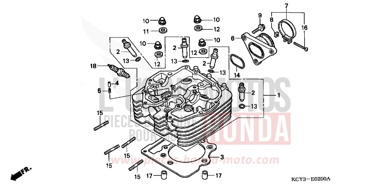 TESTATA per XR400R FIGHTING RED (R134) del 2000