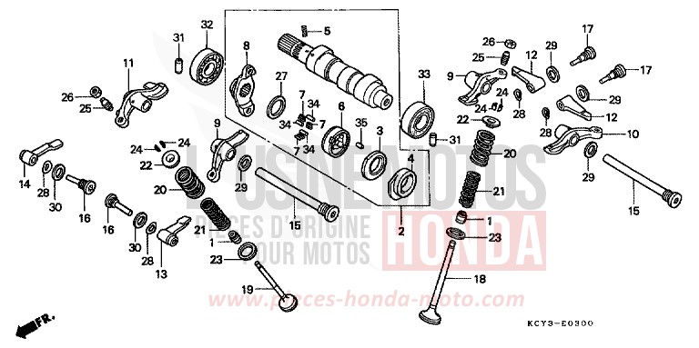 CAMSHAFT/VALVE for XR400R FIGHTING RED (R134) from 2000