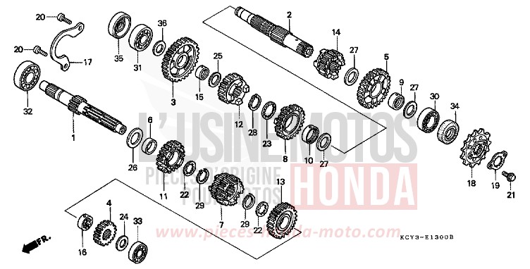 TRANSMISSION for XR400R FIGHTING RED (R134) from 2000
