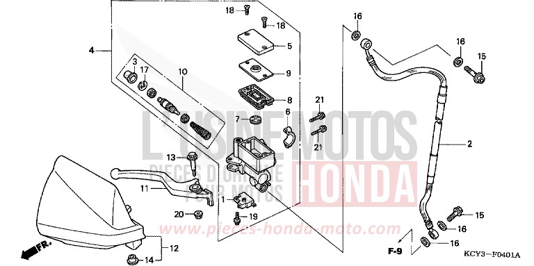 FR. BRAKE MASTER CYLINDER (DK/ED/U) for XR400R FIGHTING RED (R134) from 2000