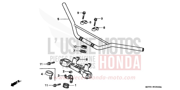 HANDLE PIPE/TOP BRIDGE for XR400R FIGHTING RED (R134) from 2000