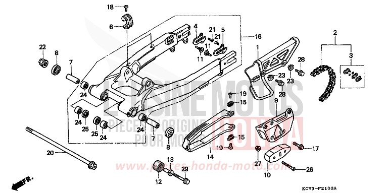 SWINGARM/CHAIN CASE for XR400R FIGHTING RED (R134) from 2000