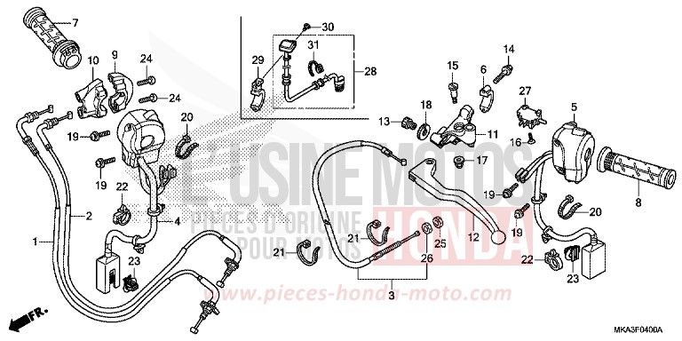 HANDLE LEVER/SWITCH/CABLE (NC750X/XA) for NC750X CANDY ARCADIAN RED (R305) from 2016