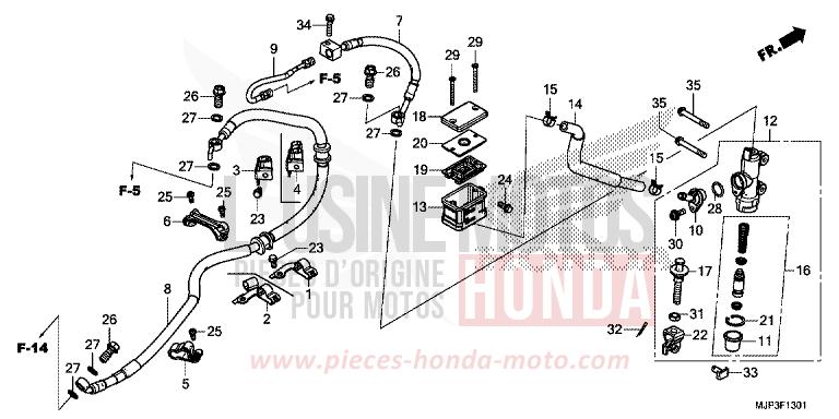REAR BRAKE MASTER CYLINDER (CRF1000A/CRF1000D) for CRF1000 PEARL GLARE WHITE (NHB53H) from 2016
