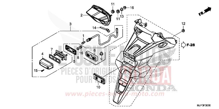 TAILLIGHT/LICENSE LIGHT for CRF1000 PEARL GLARE WHITE (NHB53H) from 2016