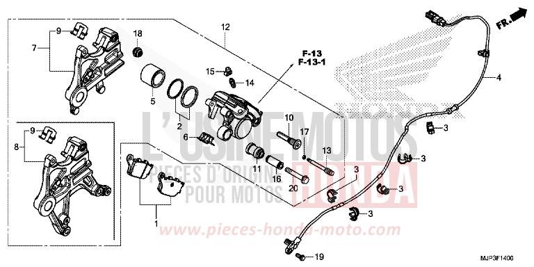 REAR BRAKE CALIPER for CRF1000 VICTORY RED (R334B) from 2016