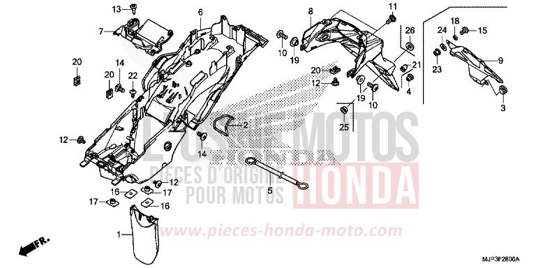 PARAFANGO POSTERIORE per CRF1000 VICTORY RED (R334B) del 2016