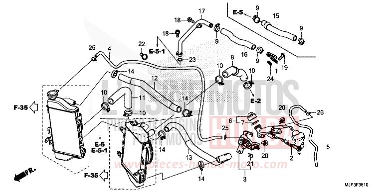 RADIATOR HOSE for CRF1000 VICTORY RED (R334B) from 2016