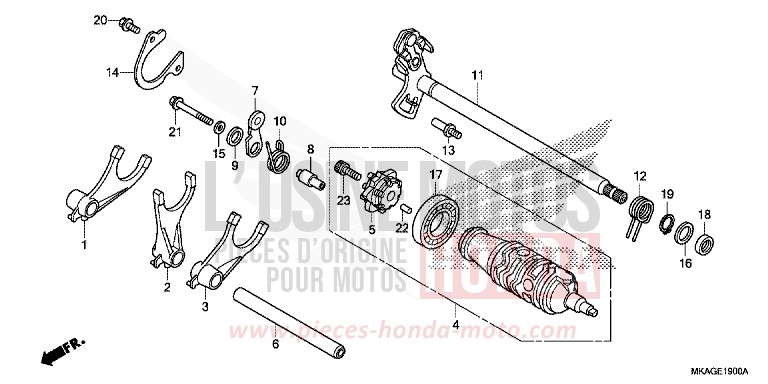 GEARSHIFT DRUM (NC750S/SA) for NC750S VICTORY RED (R334) from 2016