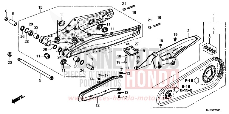 SWING ARM for CRF1000 DEGITAL SILVER METALLIC (NHA30) from 2016