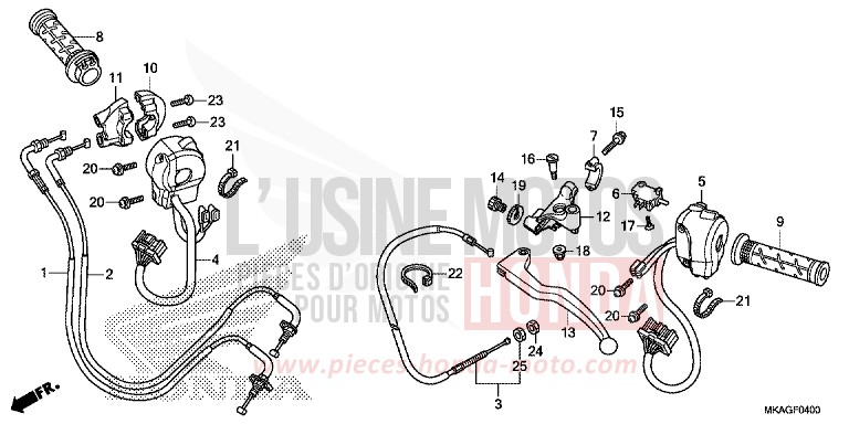 HANDLE LEVER/SWITCH/CABLE (NC750S/SA) for NC750S PEARL GLARE WHITE (NHB53) from 2017