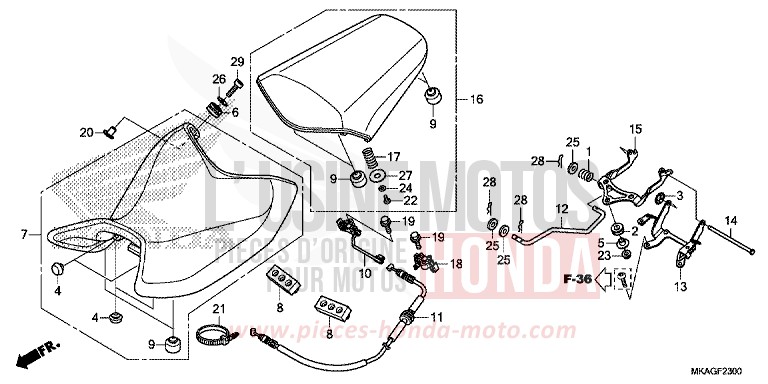 SEAT for NC750S PEARL GLARE WHITE (NHB53) from 2017