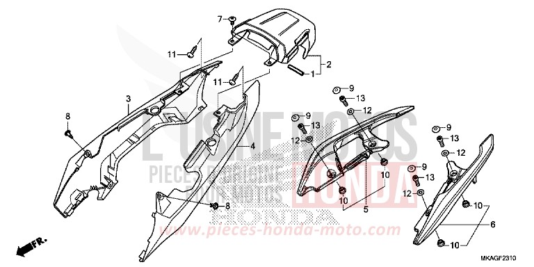 SEAT COWL for NC750S SWORD SILVER METALLIC (NHA95Y) from 2018